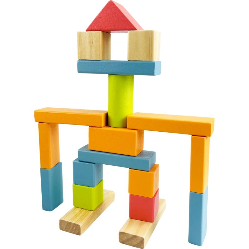 Rotaļu koka klucīši spainī 50gab