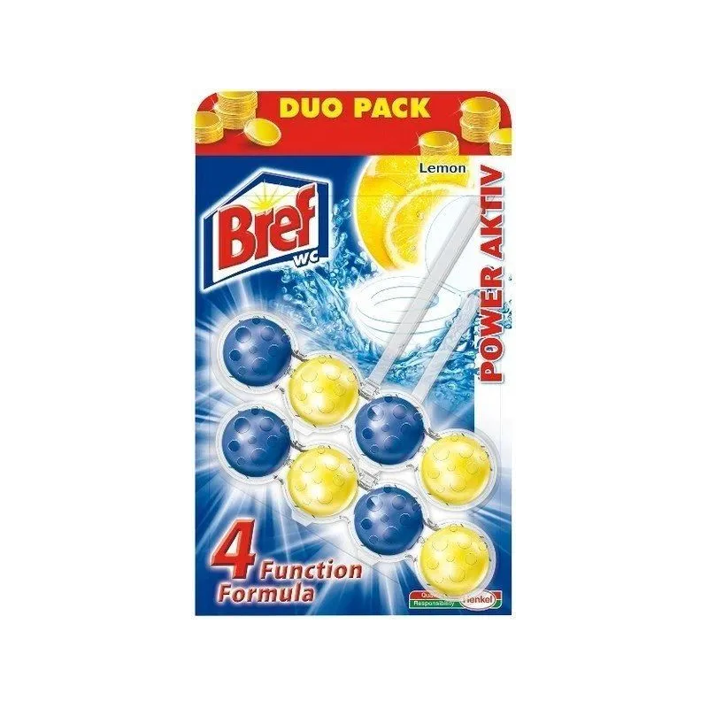 WC tīrītājs-atvēsinātājs BREF POWER AKTIV LEMON. 2×50 g