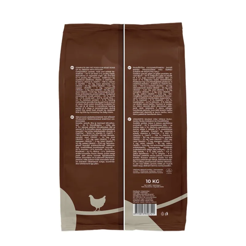 Sausā suņu barība Höppy, mājputnu gaļa, 10 kg