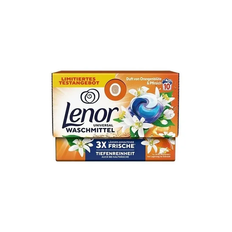 LENOR 3in1 Universal veļas mazgāšanas kapsulas ar apelsīnu ziedu aromātu 10gab