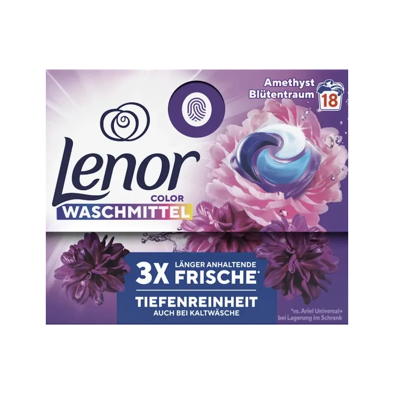 LENOR Amethyst Blossom Dream mazgāšanas kapsulas krāsainai veļai 18gab