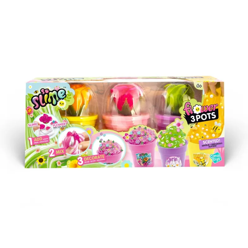 SO SLIME Slime gatavošanas komplekts Puķu pods, 3 gab.