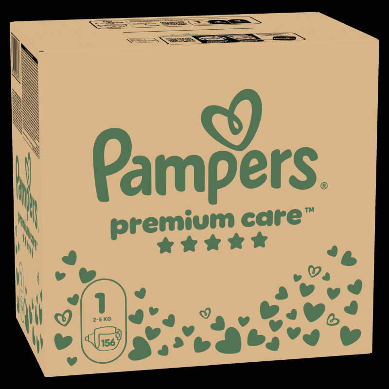 Pampers Premium Care Autiņbiksītes, 1 Izmērs, 156 Autiņbiksītes, 2-5 kg