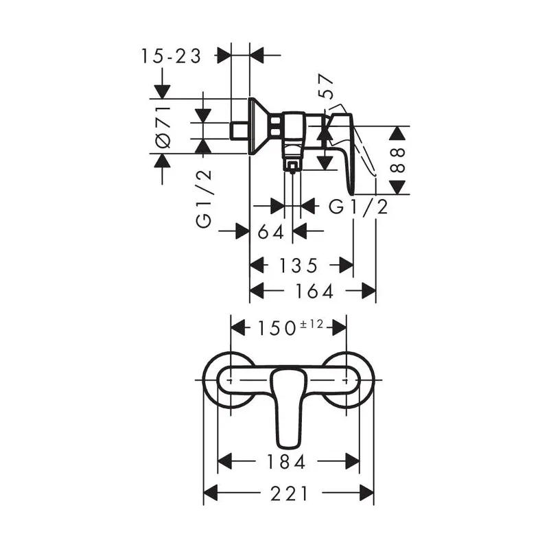 Dušas jaucējkrāns Hansgrohe MySport 71262000, hroma krās.