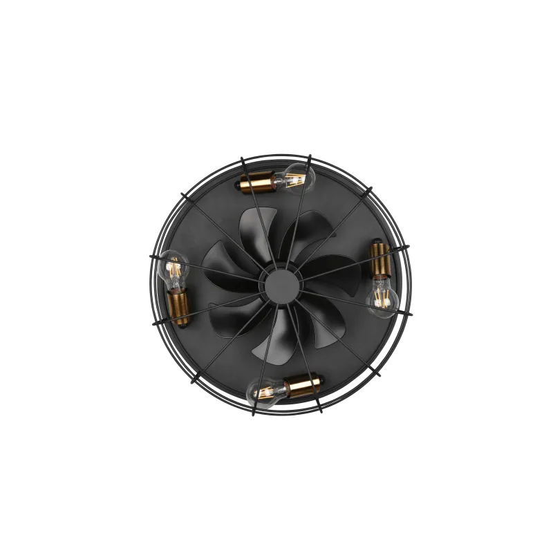 Lampa-ventil.trondheim 4xe27 mat melna