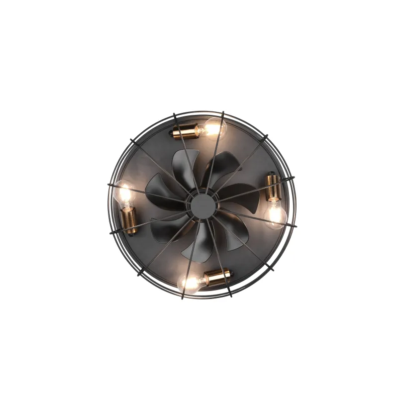 Lampa-ventil.trondheim 4xe27 mat melna