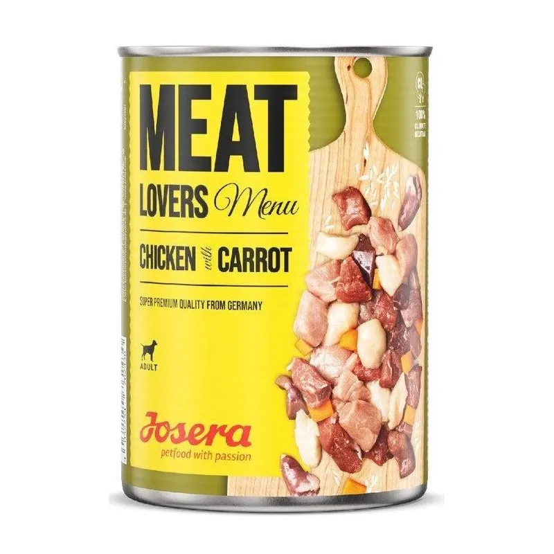 Mitrā barība ,konservi, suņiem Josera Meat Lovers Chicken with Carrot, vistas gaļa-gaļa-burkāns, 0.4 kg
