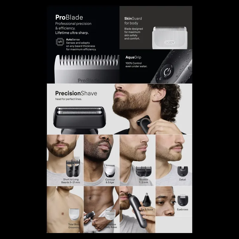 Daudzfunkcionāls ķermeņa un sejas skuveklis Braun 7 AIO7560