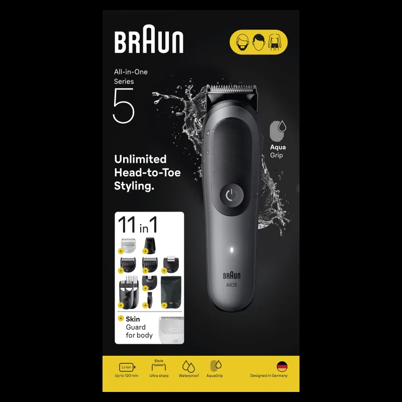 Daugiafunkcis kūno ir veido skustuvas Braun AIO5560