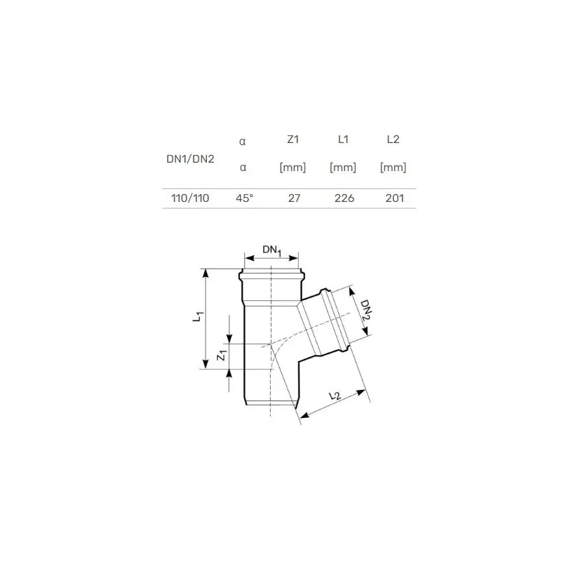 Trejgabals ārējais d110-110x45 pvc
