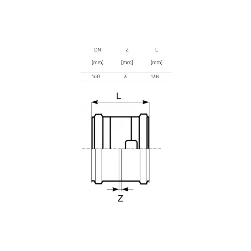 Двойная муфта для уличной канализации Magnaplast, 160 мм