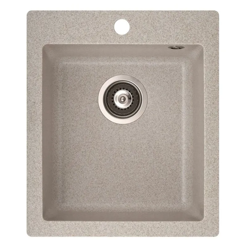 Virtuves izlietne Aquasanita Simplex SQS 100-110 AW, akmens masa, 42.5 cm x 50 cm x 19.5 cm, gaiši brūna krās.