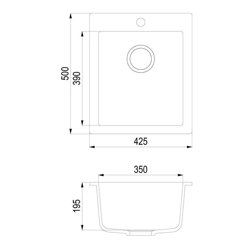 Кухонная мойка Aquasanita Simplex SQS 100-110 AW, масса камня, 42.5 см x 50 см x 19.5 см, светло-коричневый цв.
