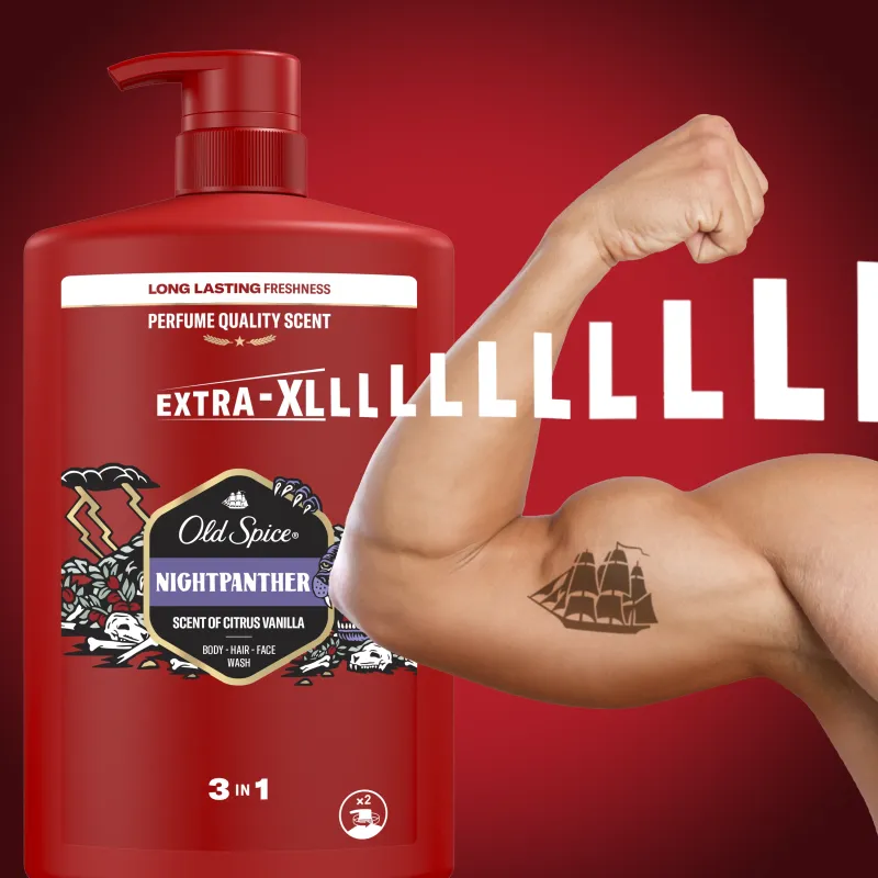 Old Spice Night Panther Dušo Želė Ir Šampūnas Vyrams, 1000 ml