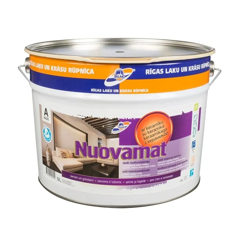 Krāsa Rilak NUOVAMAT A, ūdens bāzes, pus-matēts, 9 l
