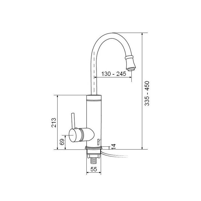 Jaucējkrāns ar caurplūdes sildītāju Magma MG-6001-5, misiņa-melna