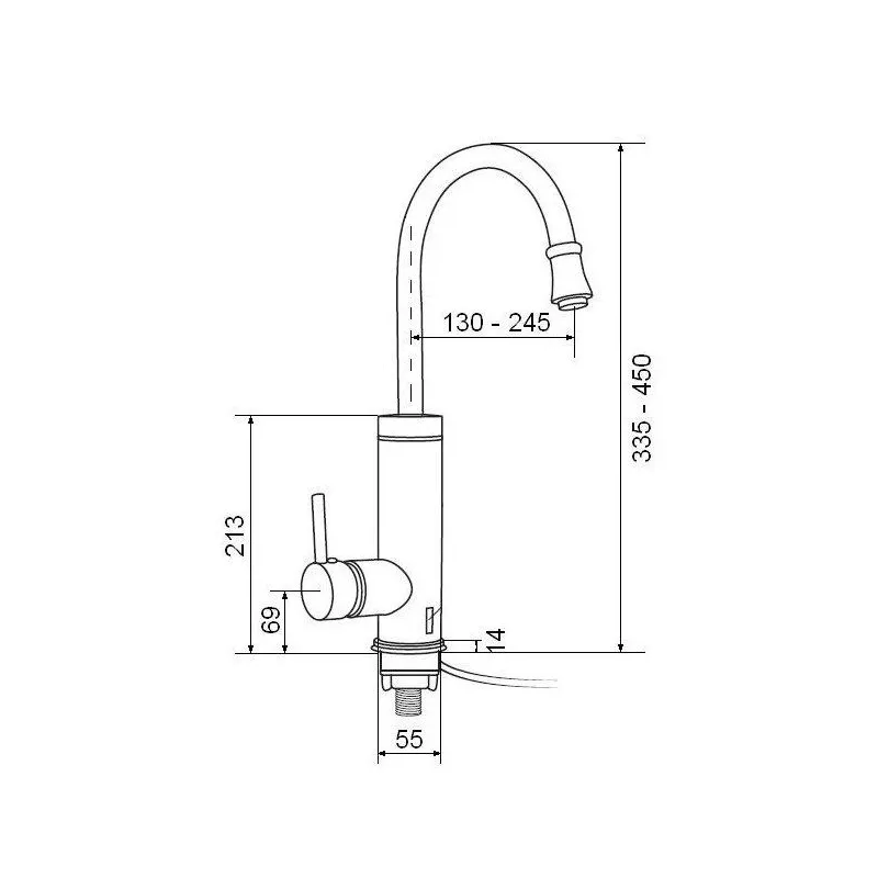 Jaucējkrāns ar caurplūdes sildītāju Magma MG-6001-5, misiņa-melna