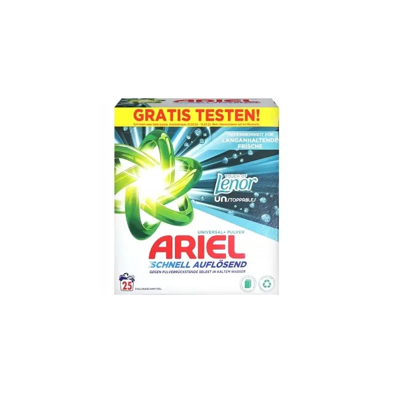 ARIEL Universal+ Lenor Unstoppables veļas mazgāšanas pulveris ,25x, 1,5kg