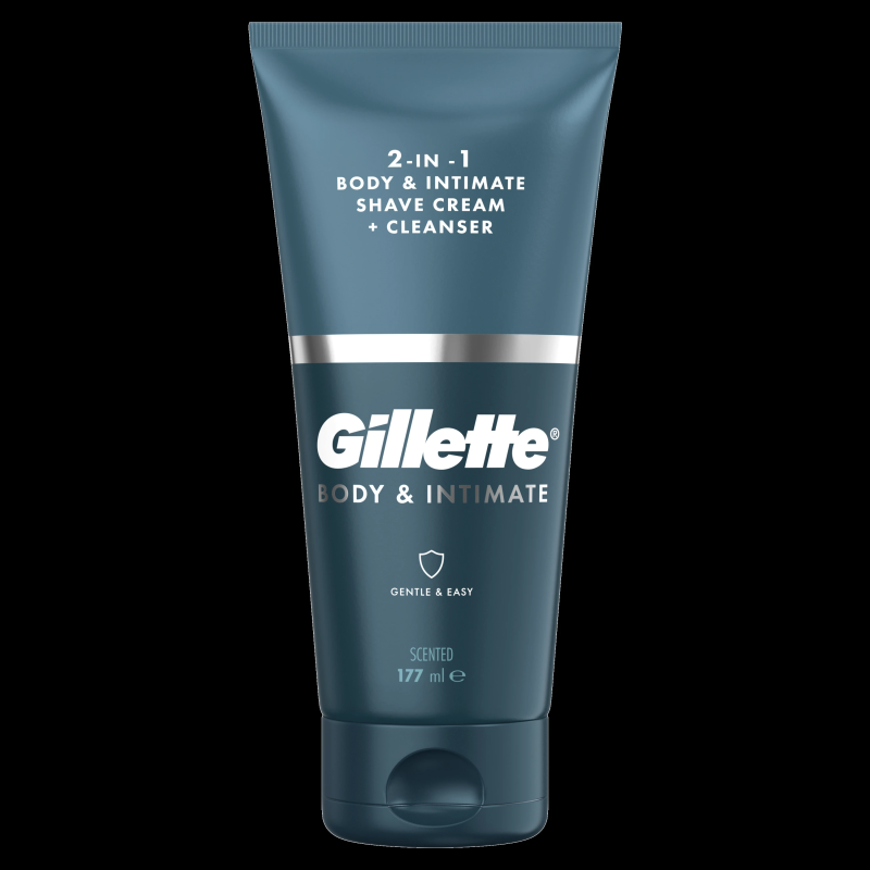 Gillette Body & Intimate Pubic 2in1 Skūšanās Krēms Un Tīrīšanas Līdzeklis, 177 ml