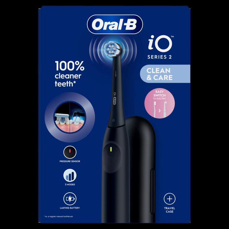 iOS2.1D9.2K Oral-B iO2 Elektriskā Zobu Birste Night Black + Ceļojuma Futrālis