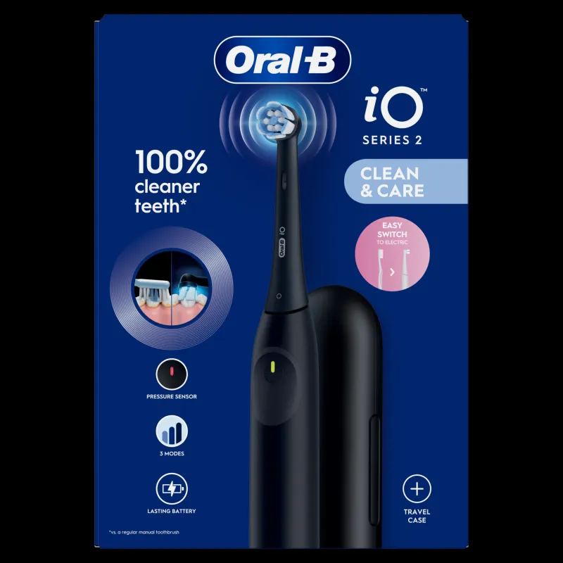iOS2.1D9.2K Oral-B iO2 Elektriskā Zobu Birste Night Black + Ceļojuma Futrālis