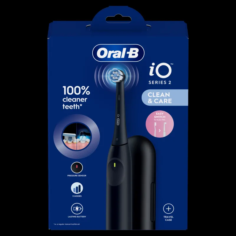 iOS2.1D9.2K Oral-B iO2 Elektriskā Zobu Birste Night Black + Ceļojuma Futrālis