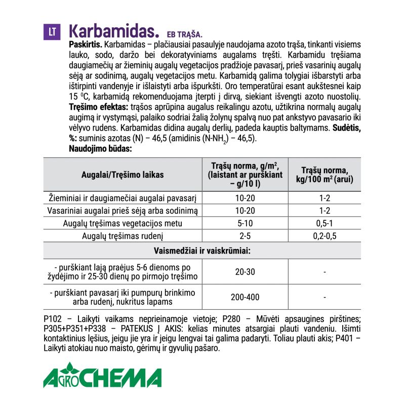 Karbamiid aeda, aiataimedele Agrochema, pulbritaoline, 3 kg