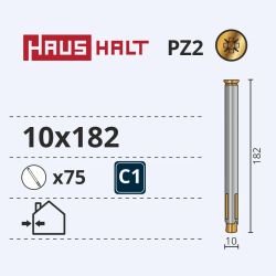 Dībelis rāmju 10x182mm 75gab