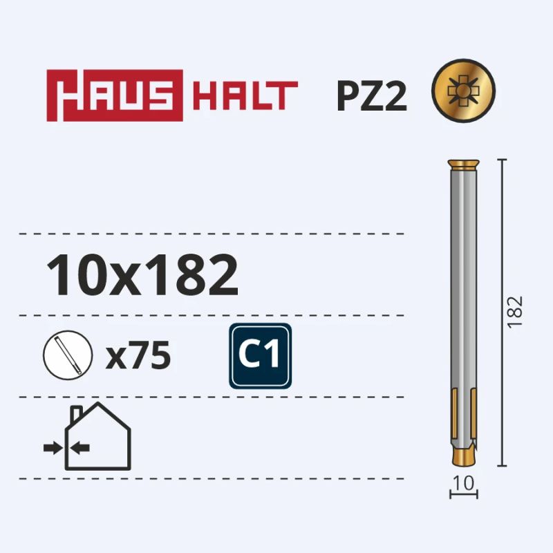 Dībelis rāmju 10x182mm 75gab