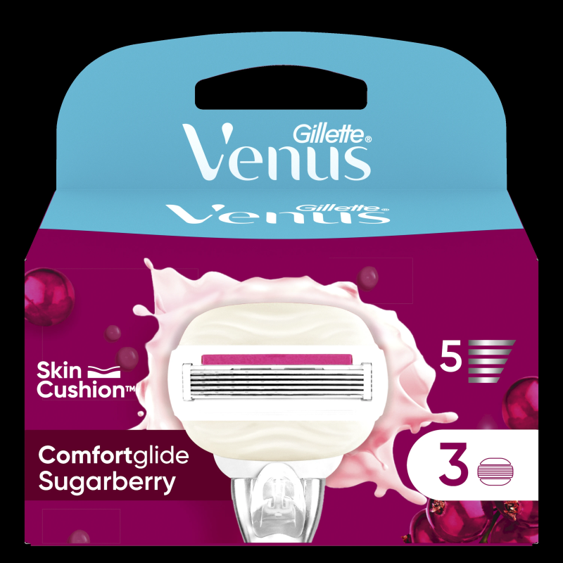 Gillette Venus ComfortGlide Sugarberry Miami Skuvekļa Kasetnes, 3 gab