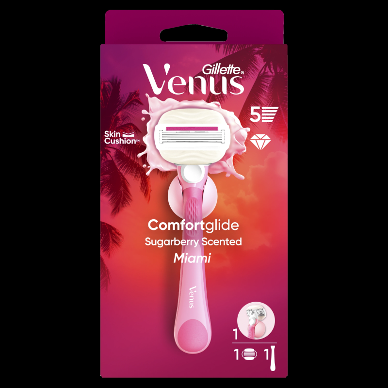 Gillette Venus ComfortGlide Sugarberry Miami Skuveklis + Asmens 1 gab