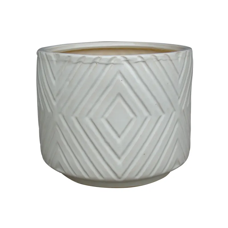 Puķu pods Domoletti IP17-1322_M, keramika, balta krās.