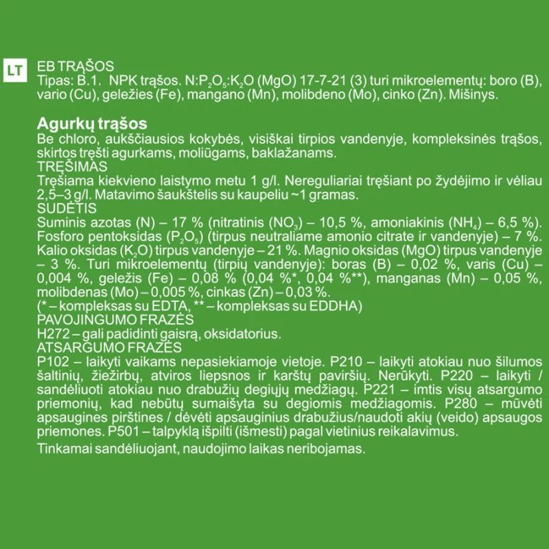 Mēsl.gurķ.npk 17-7-22 garden center 100g