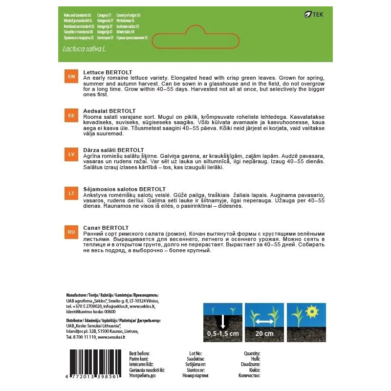 Sēklas Garden Center, salāti BERTOLT, 1 g