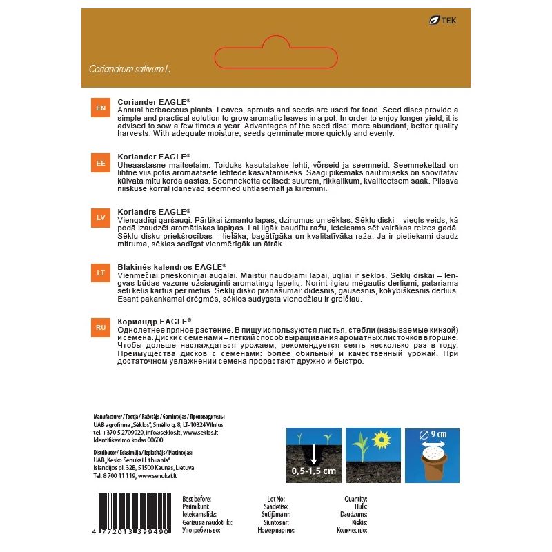 Sēklas garšv. koriandrs eagle d8 5g