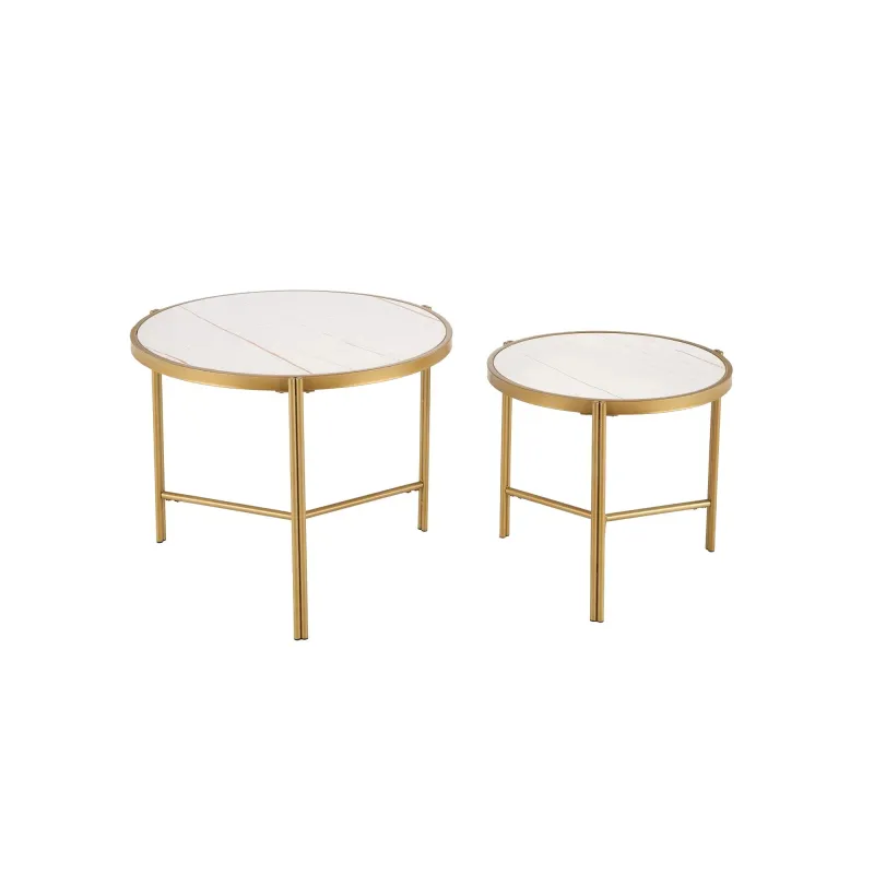 Kafijas galdiņu komplekts Domoletti, balta, 48 - 63 cm x 48 cm x 43 - 50 cm, 2 gab.