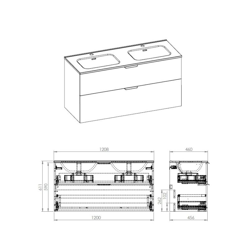 Skapis ar izlietni ekoline 120 balts