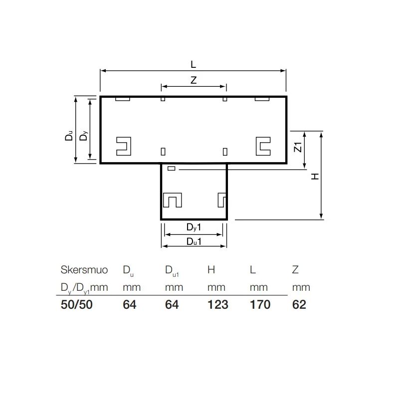 Trejgabals drenāžas 50x50-90 pvc
