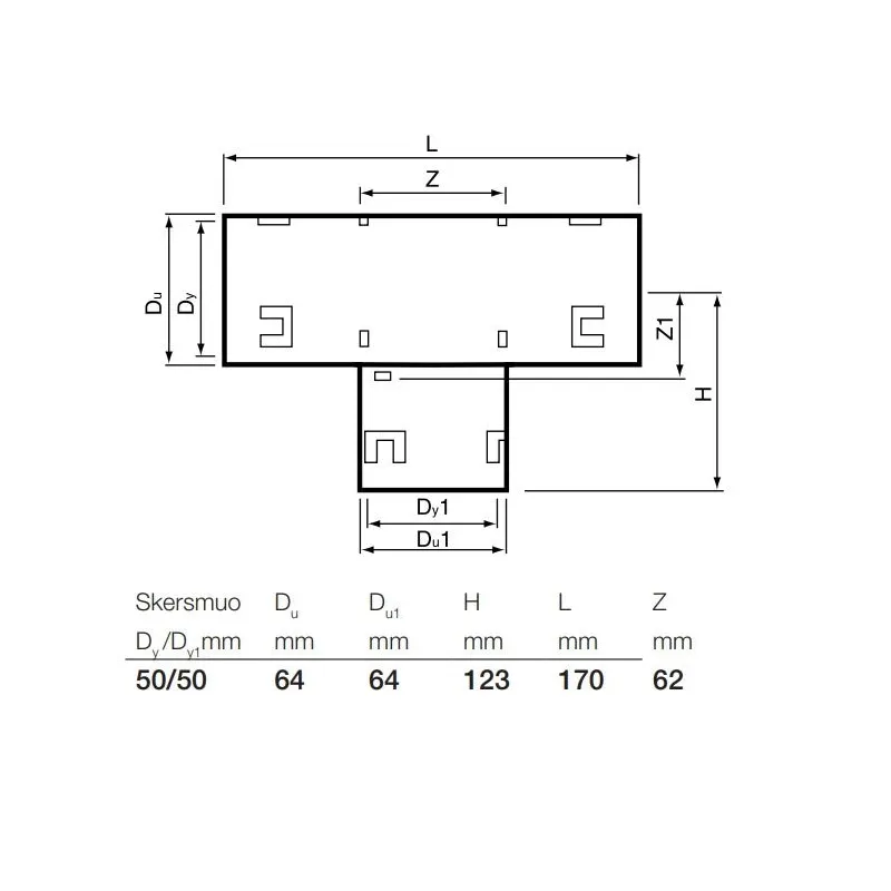 Trejgabals drenāžas 50x50-90 pvc