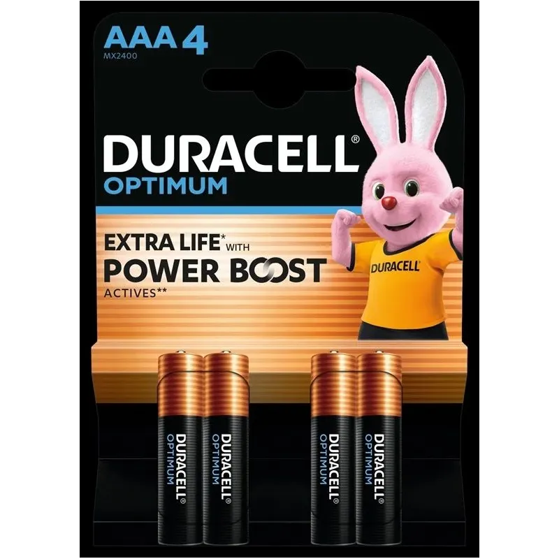 Baterijas duracell optimum aaa 4vnt