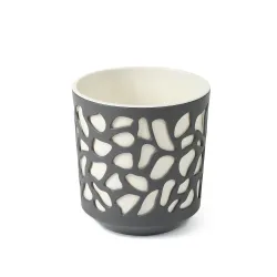 Gėlių vazonas Lamela Duet 763-18, plastikinis, balta sp.-pilka sp.