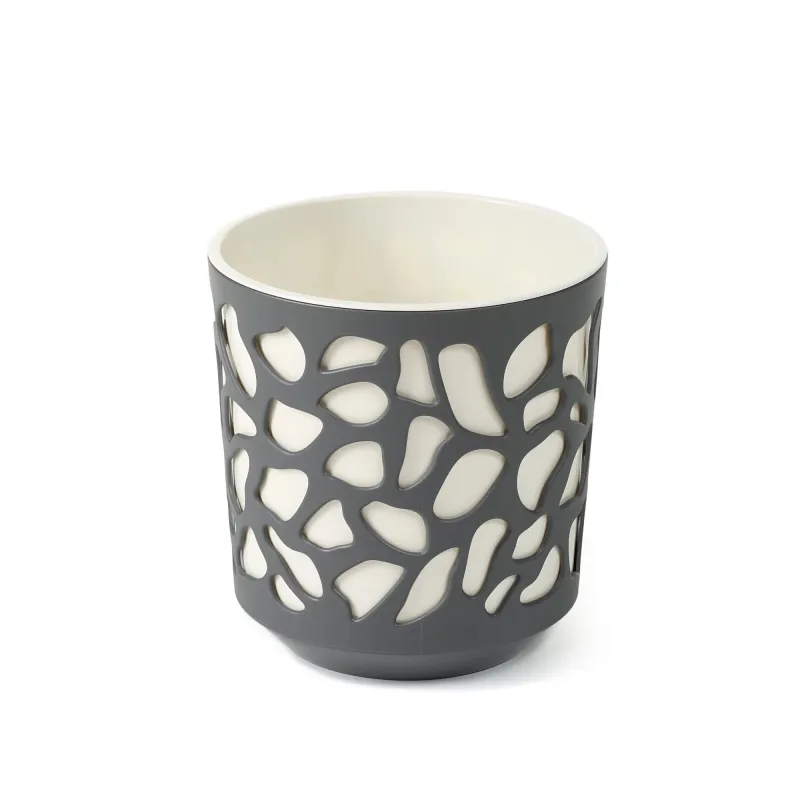 Puķu pods Lamela Duet 763-18, plastmasa, balta krās.-pelēka krās.