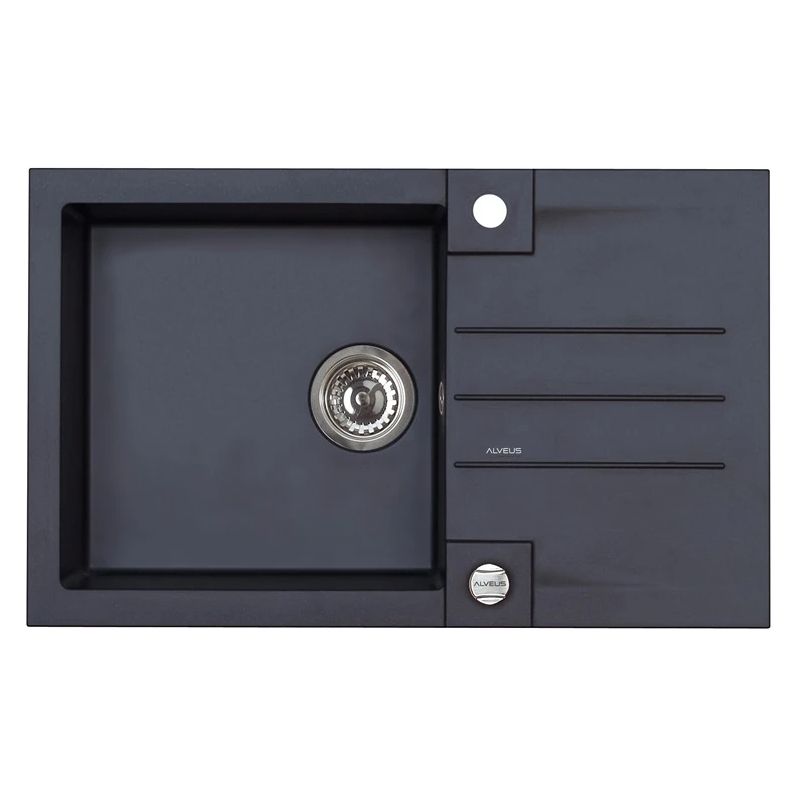 Кухонная мойка Alveus Rock 130 91, гранит, 78 см x 48 см x 18 см, черный цв.