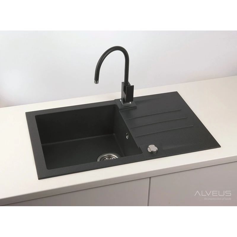 Кухонная мойка Alveus Rock 130 91, гранит, 78 см x 48 см x 18 см, черный цв.