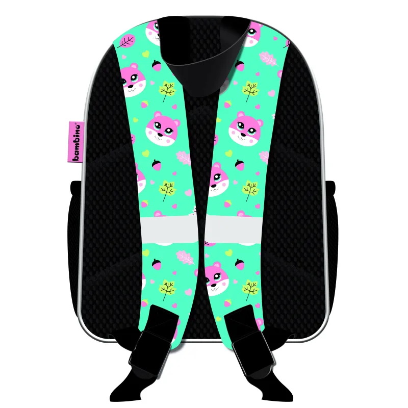 Bērnu mugursoma 5903235669347, melna-zaļa-rozā, 21 cm x 12.5 cm x 27 cm