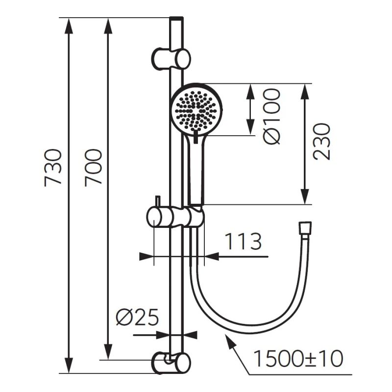Dušas komplekts 3 funk gun metal n365gm