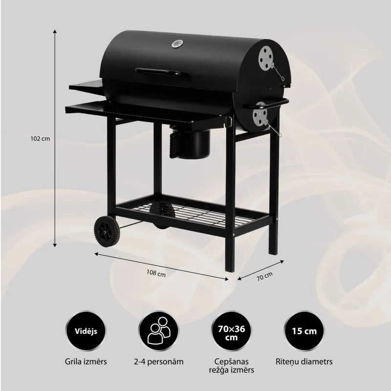 Grils Flammifera KY1813, melna krās., 70 cm