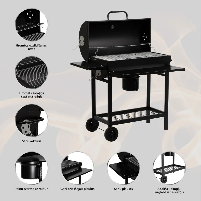 Grils Flammifera KY1813, melna krās., 70 cm