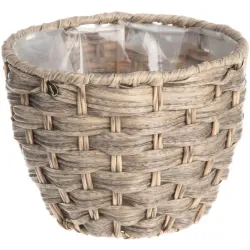 Цветочный горшок 4Living Mocca S 315596, металл-полиэтилен-полираттан, 19 см x 19 см, коричневый цв.