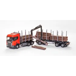 EMEK Scania CR лесовоз и прицеп с краном масштаб 1:25, 77 см